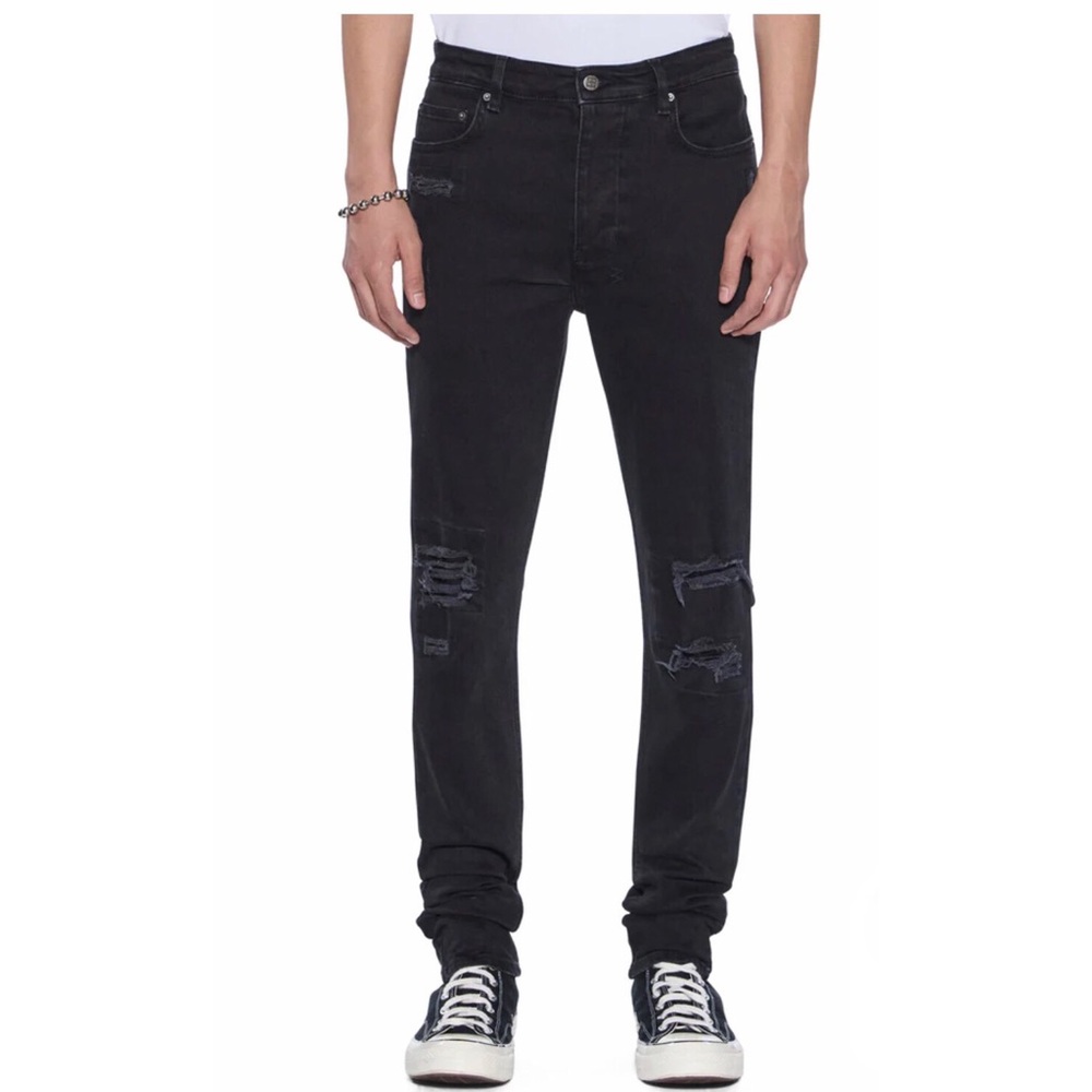 KSUBI Chitch Distressed Skinny Jeans Washed Black